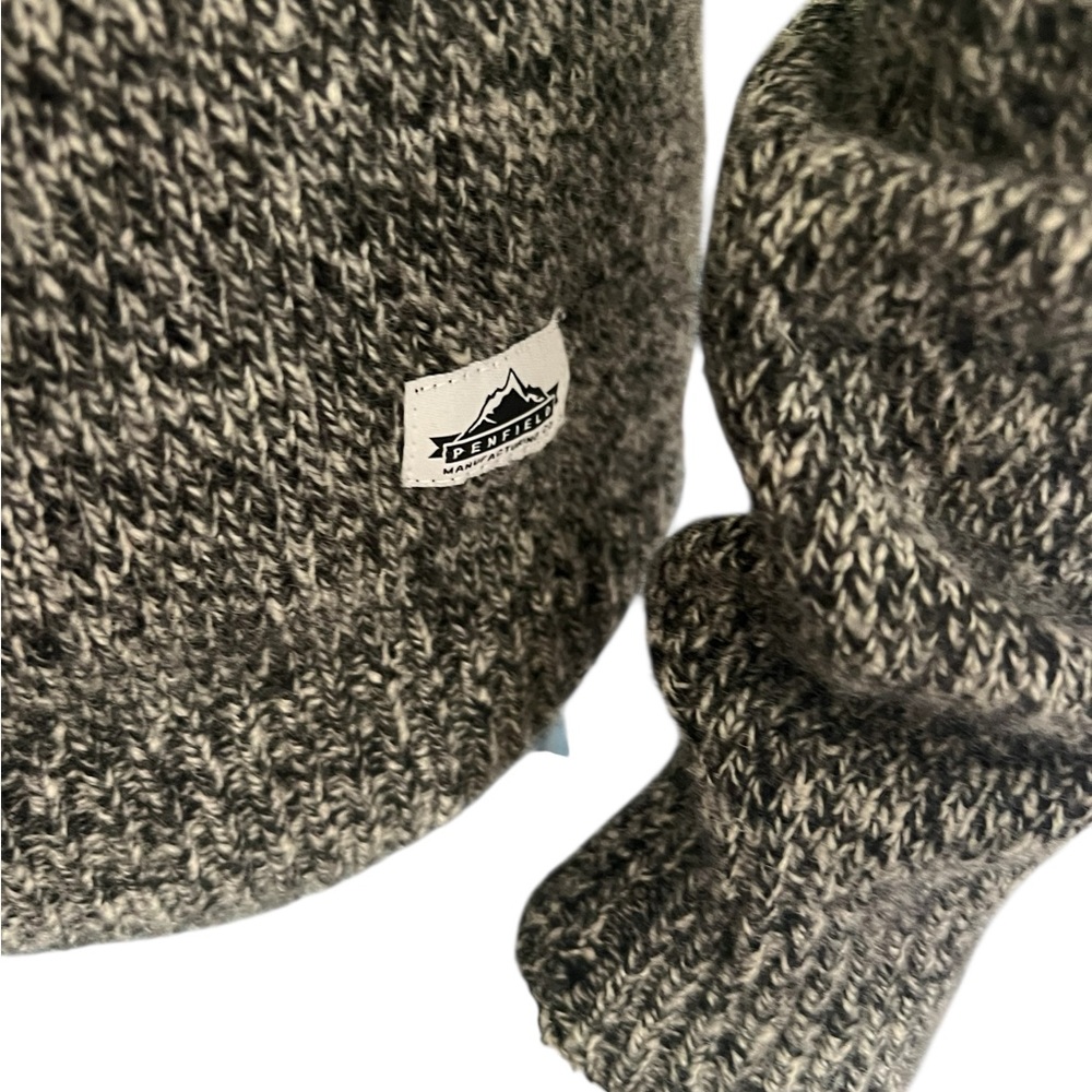Penfield Black and Gray wool Knit sweater with front button and collar sz medium - Picture 4 of 6
